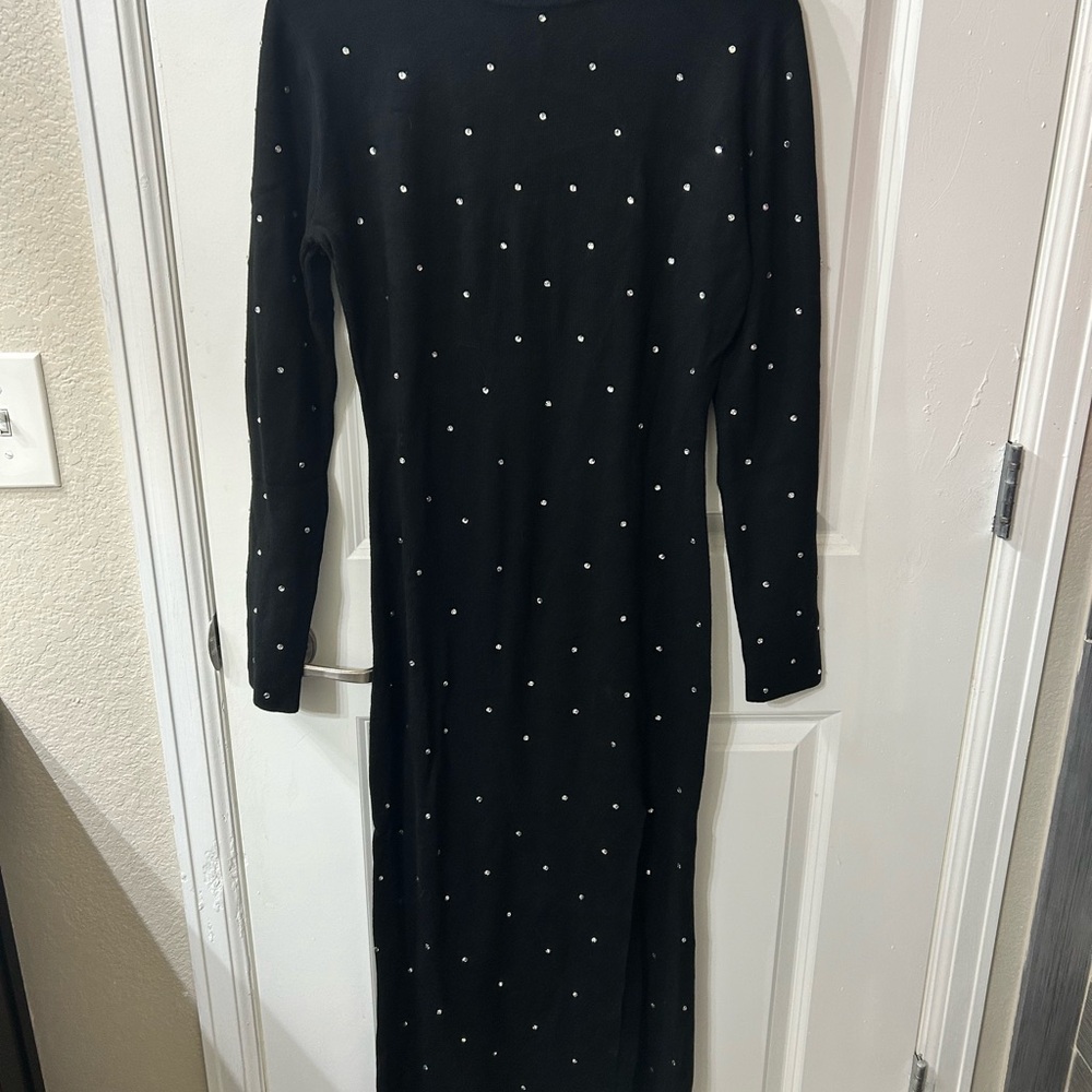 Lulu's Black Long Sleeve Dress with Jewels
